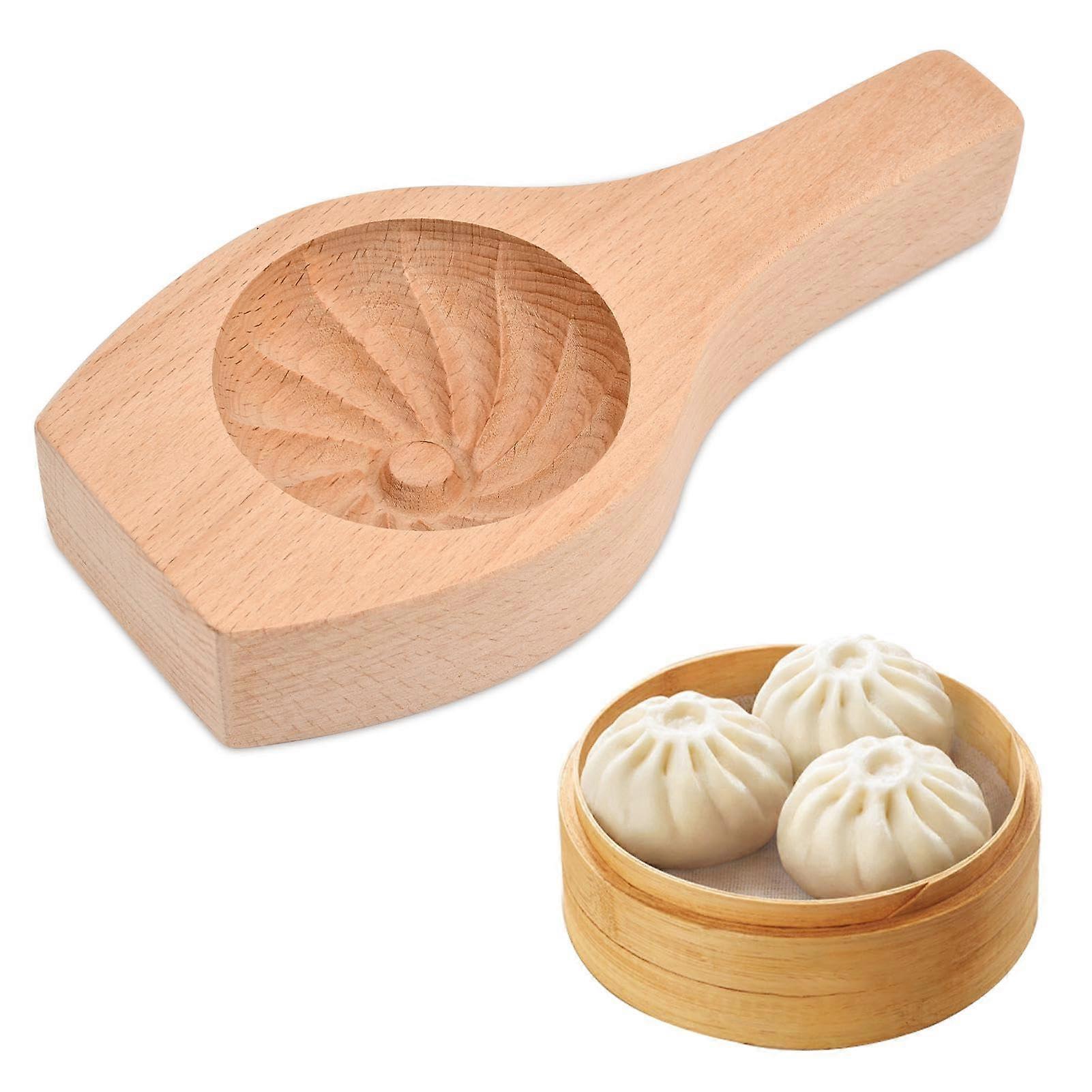 Steamed Bun Mold Solid Wood Baozi and Dumpling Press for Fast Shaping and Authentic Cooking