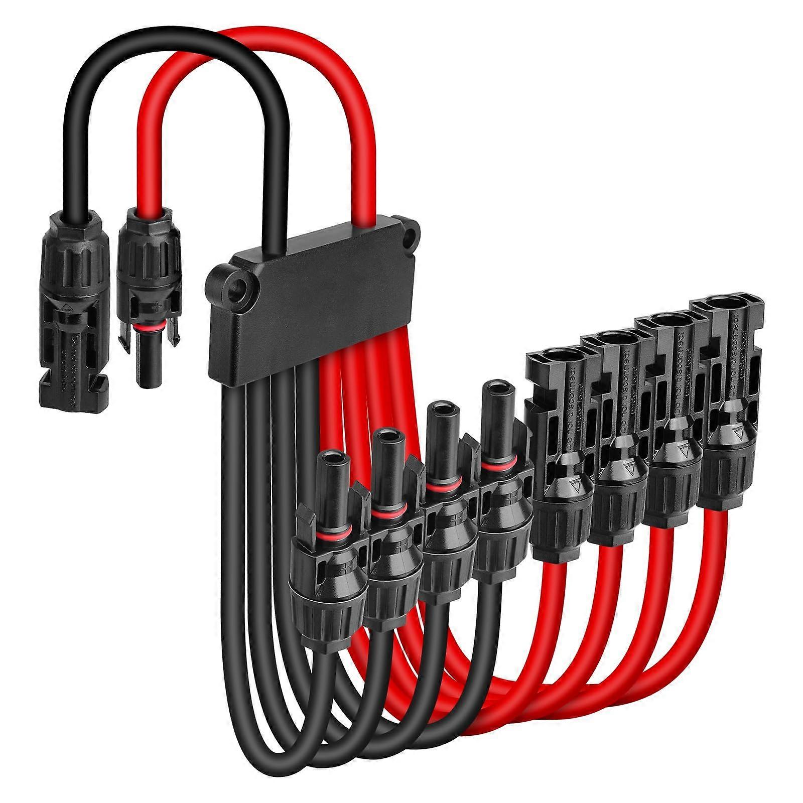 Solar Panel Connector IP68 Waterproof MC4 Y Branch Splitter for 4 Panels Tool Parallel Adapter 10AWG