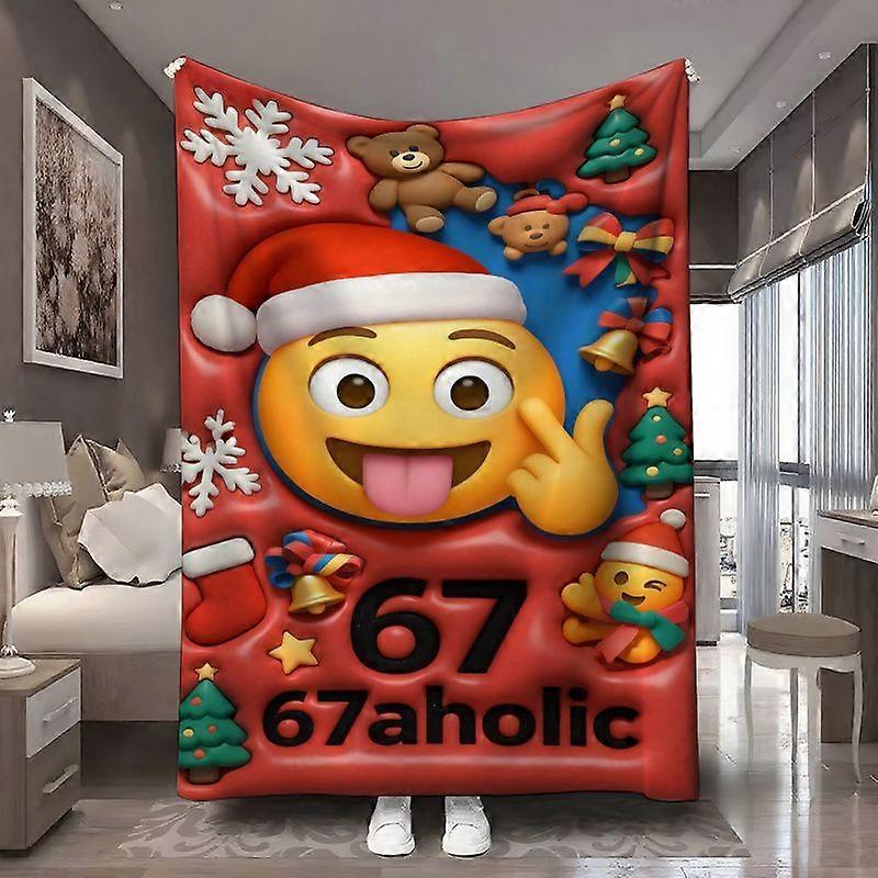 67 Christmas  Pattern Digital Print Flannel Blanket  Oversized Plush Blanket