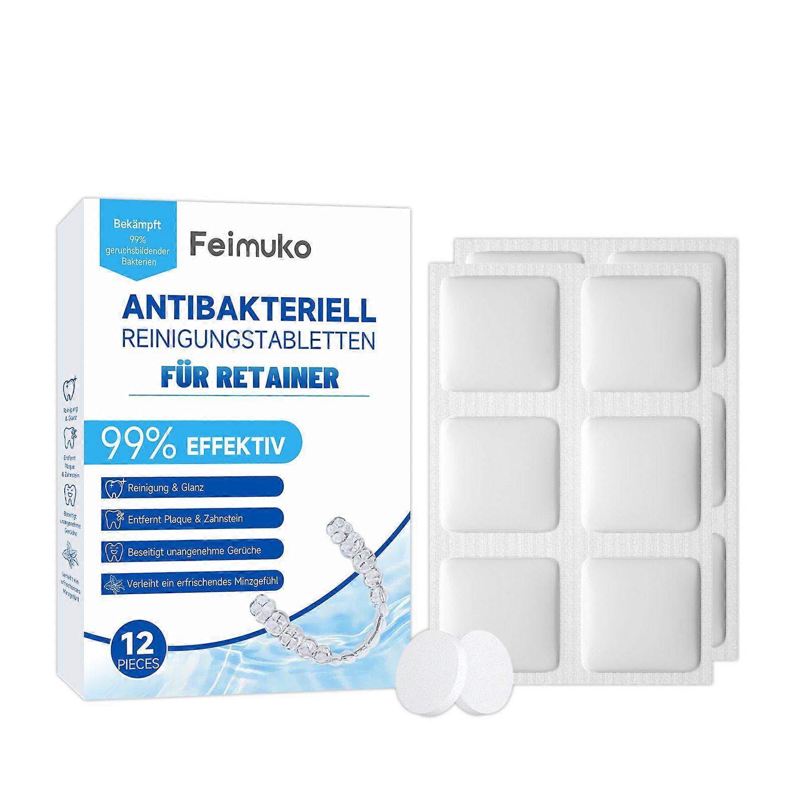 Feimuko Denture Retainer Cleaning Tablets - Cleans Plaque, Stains, Odor From Braces, Denture Care