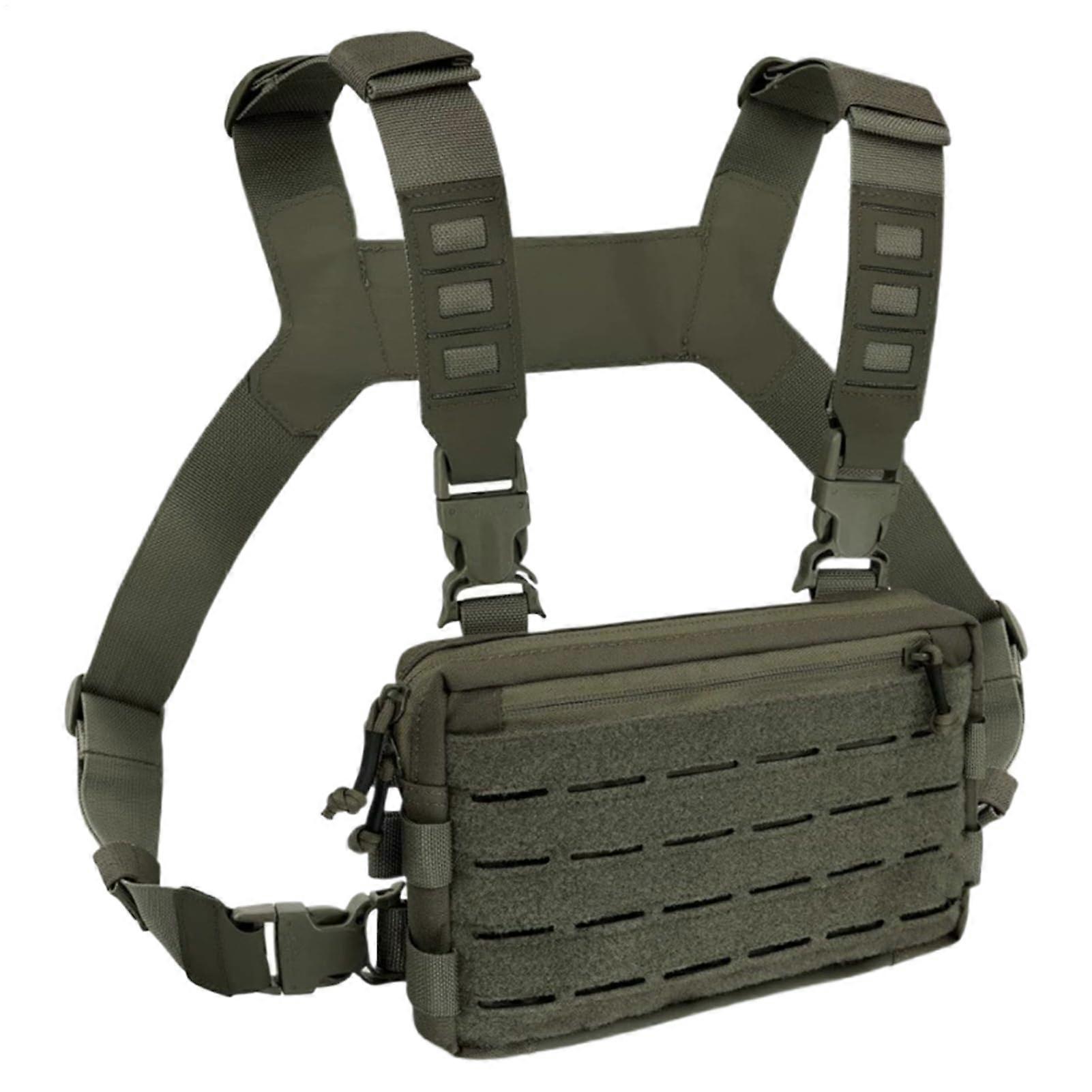 Fishing Chest Pack Waterproof Vest with Adjustable Modular Storage and Magnetic Quick Access Green