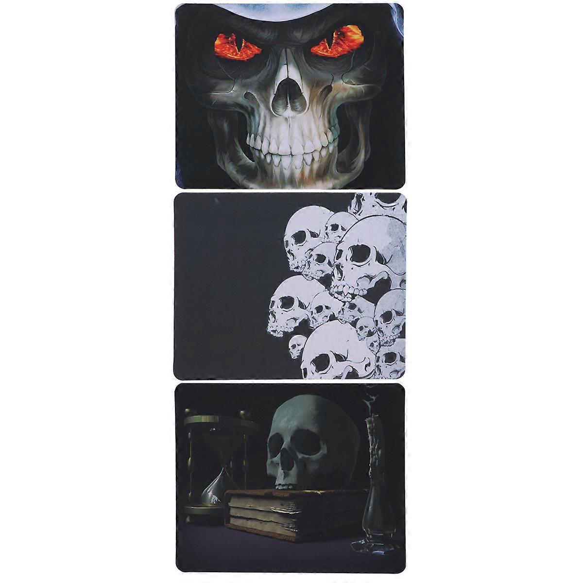 Halloween Skull Mouse Pad Set for Office Computer 1Set Black Non-Slip Mats