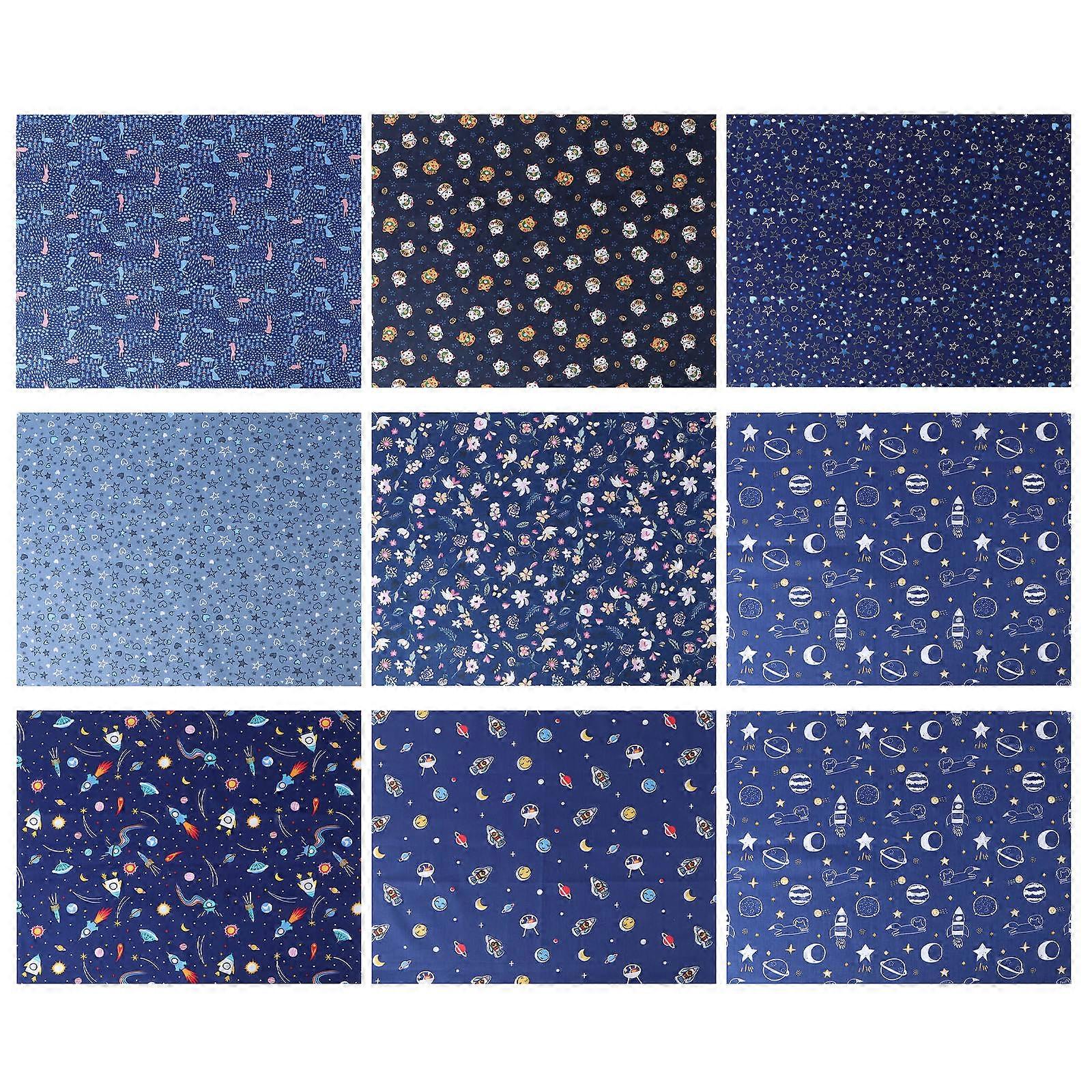 Printed Fabric Patchwork Cloth for Sewing Projects 9Pcs Cotton