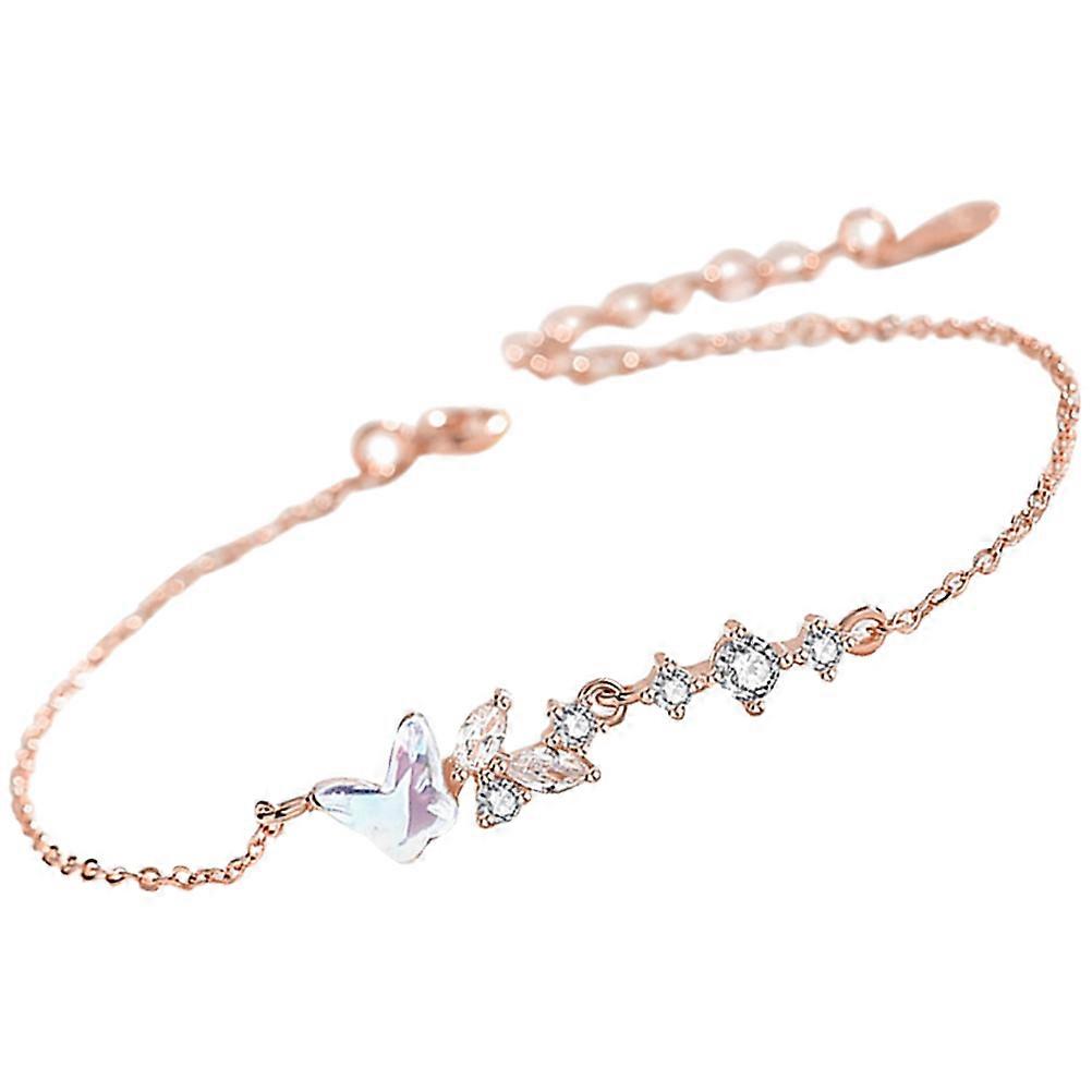S925 Silver Butterfly Bracelet Adjustable Wrist Chain for Decor