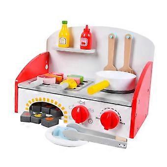Holzspielzeug-Grillset, lustiges Grill-Essen aus Holz für Jungen und Mädchen, Kindergeburtstagsgeschenke