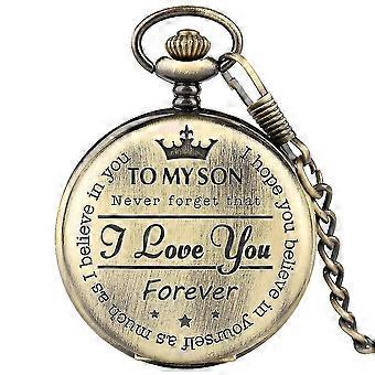 Engraved Pocket Watch To Son I Love You Gifts From A Mom Dad Birthday Gift Fob Watches Chains