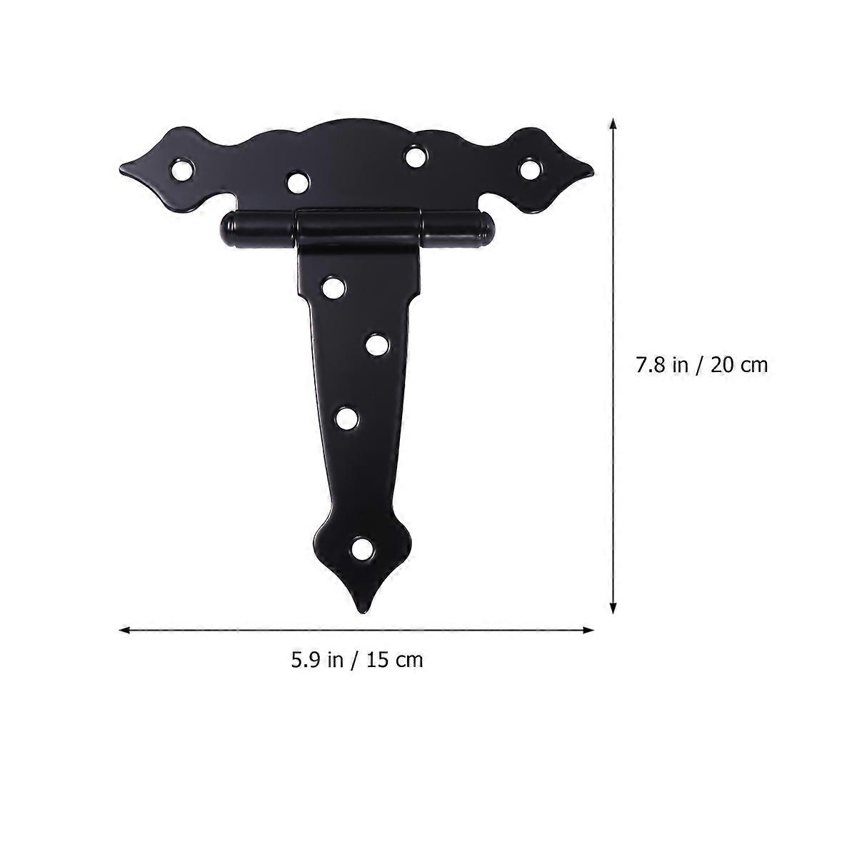 Black T Strap Hinges Door Hinge for Durable Use 3Pcs Rustproof Iron