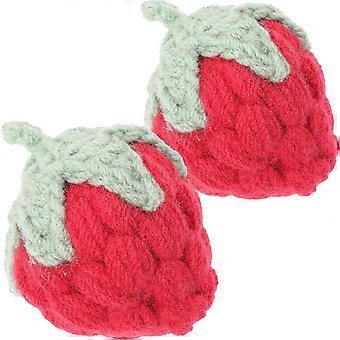 Strawberry Keychain Grassberry Woolen Yarn Hand Knitting Hairpin Charms for Decoration 2Pcs