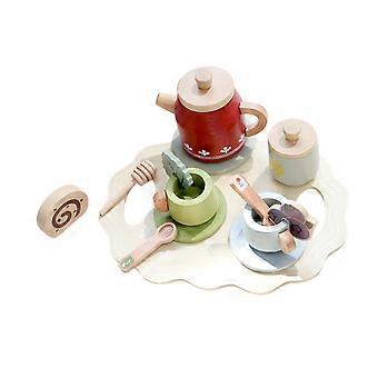 Pretend Play Teapot Accessories For Toddlers 3+ Includes Wooden Dishes Utensils Educational Toy For Girl Boys  Red