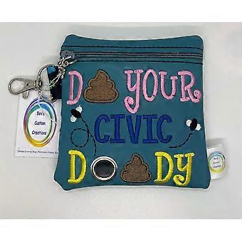 Do your civic Doody - Embroidered Poo bag dispenser.