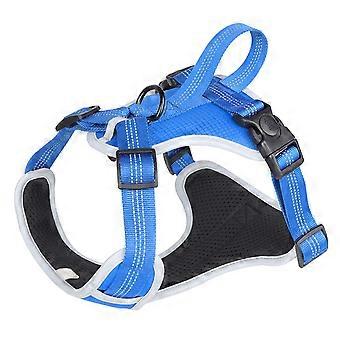 Pet Dog Harness Triângulo Fixo Ergonômico Grip Reflexivo Ajustável Respirável Dog Chest Harness para passear ao ar livre Azul M, adequado para 6?15.5kg/13.