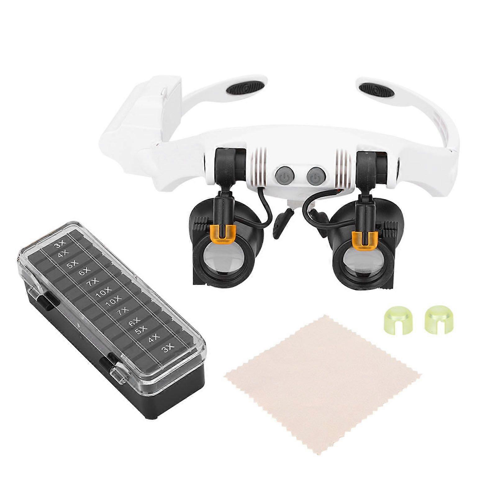 Multifunctional Head Mount LED 21 Combination Magnifier with Replaceable Lens   for Inspection