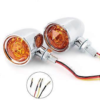 2pcs LED Turn Signal Light Motorbike Cornering Lamp Electroplate Direction Indicator 10mm Fixing Bolt Thread