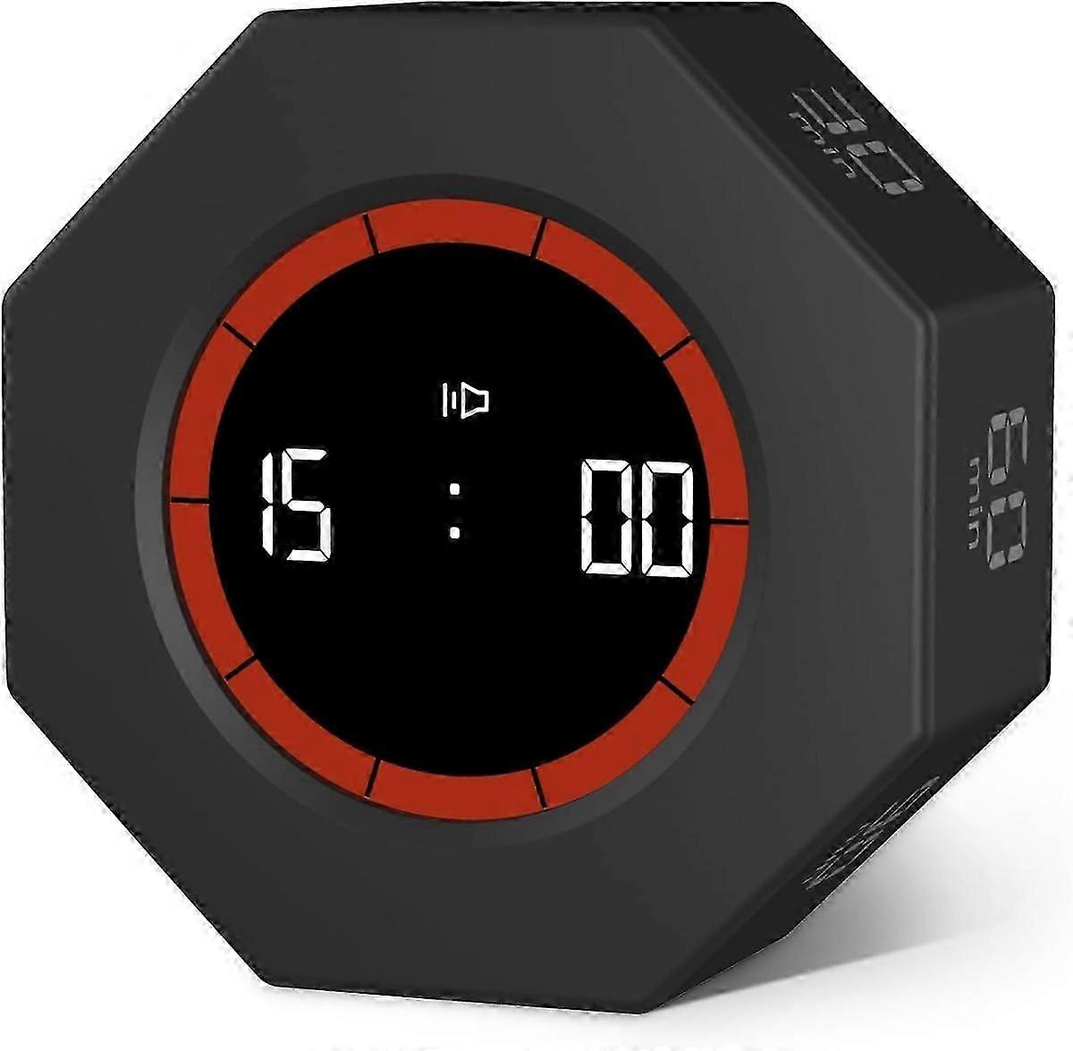 Cube Countdown Timer with Gravity Sensor, 7 Preset Time Intervals 1-90 Minutes, Rechargeable USB-C, Compact for Kitchen Office Classroom