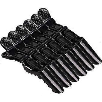 6-Piece Crocodile Hair Sectioning Clips - Non-Slip Salon Hair Barrettes for Styling, Cutting, Dyeing, Home DIY (Black)