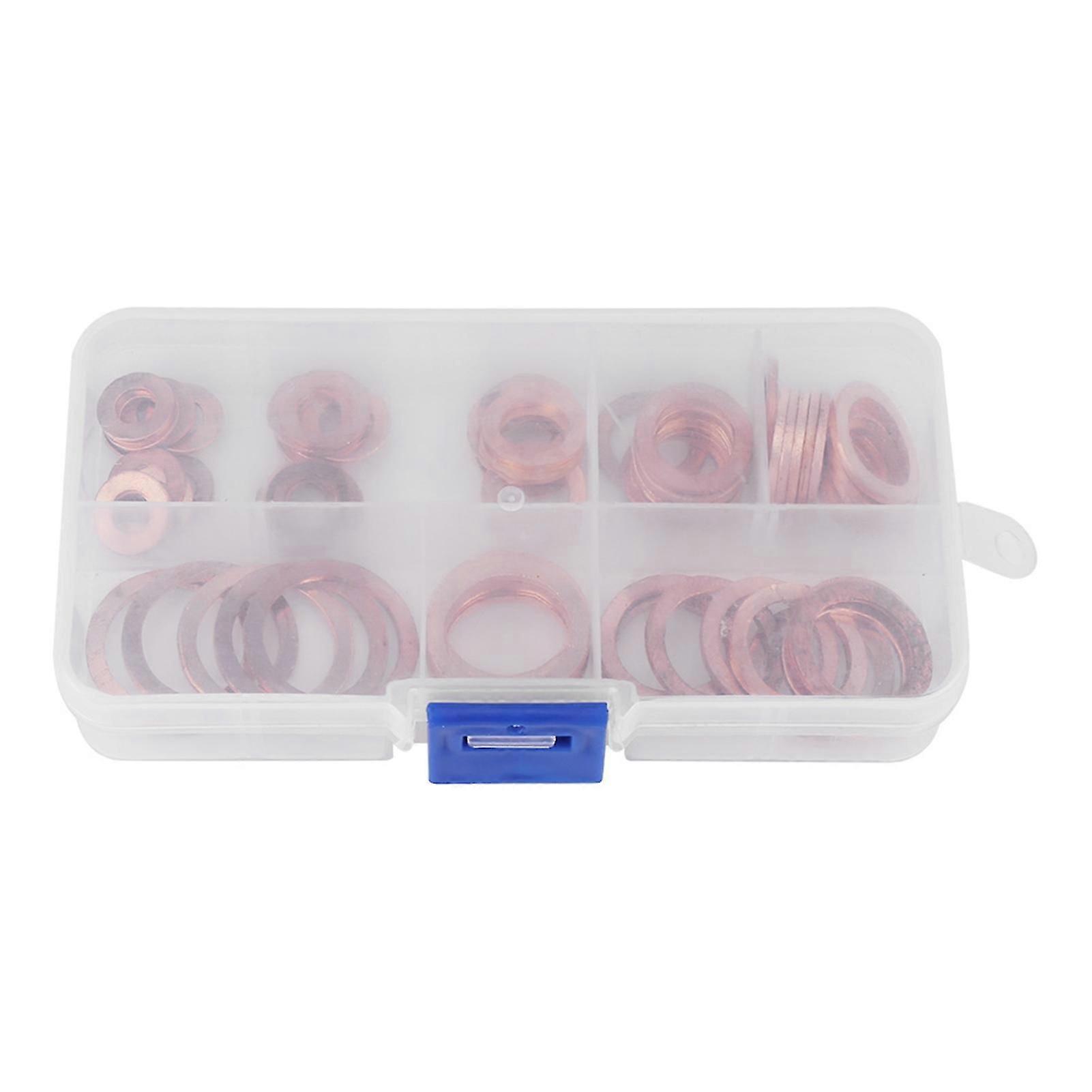 80pcs Solid Copper Sump Plug Washer Kit with Storage Box