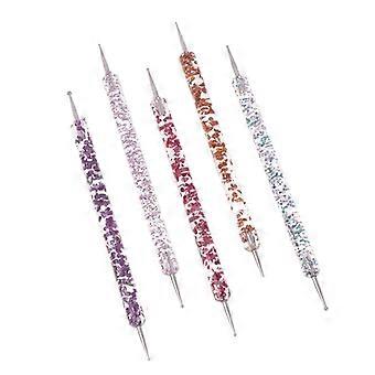 5 Pcs Nail Art Dotting Pen Design Tip Painting Drawing Carving Dotting Pens Dual-Ended Rhinestones Diamond Pen Manicure Tools