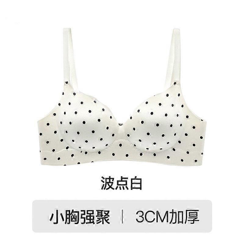 White Polka Dot Wireless Bra with Adjustable Thin Straps