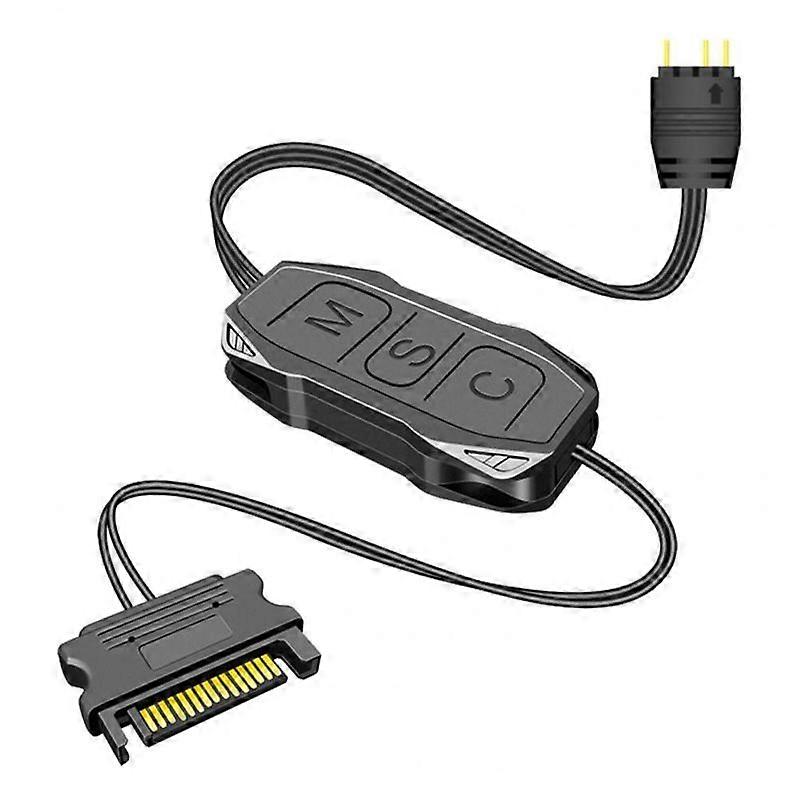 COOLMOON ARGB Controller Lengthen Cable Manual Button Replacement 5V 3Pin to SATA Case Fan RGB Controller for Computer