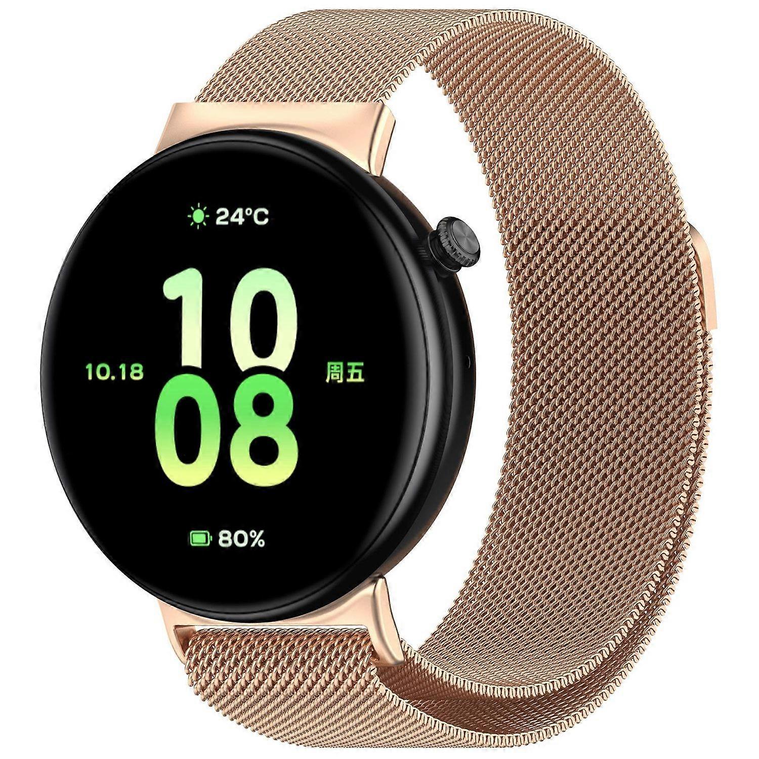 For Honor Watch Fit Milan Metal Steel Mesh Replacement Band with Magnetic Clasp Rose Gold
