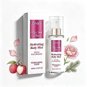 Hydrating Body Mist 100ml, Lightweight Fresh Floral Fragrance with Lychee Peony Cedar Notes for Women Daily Travel Beauty Use