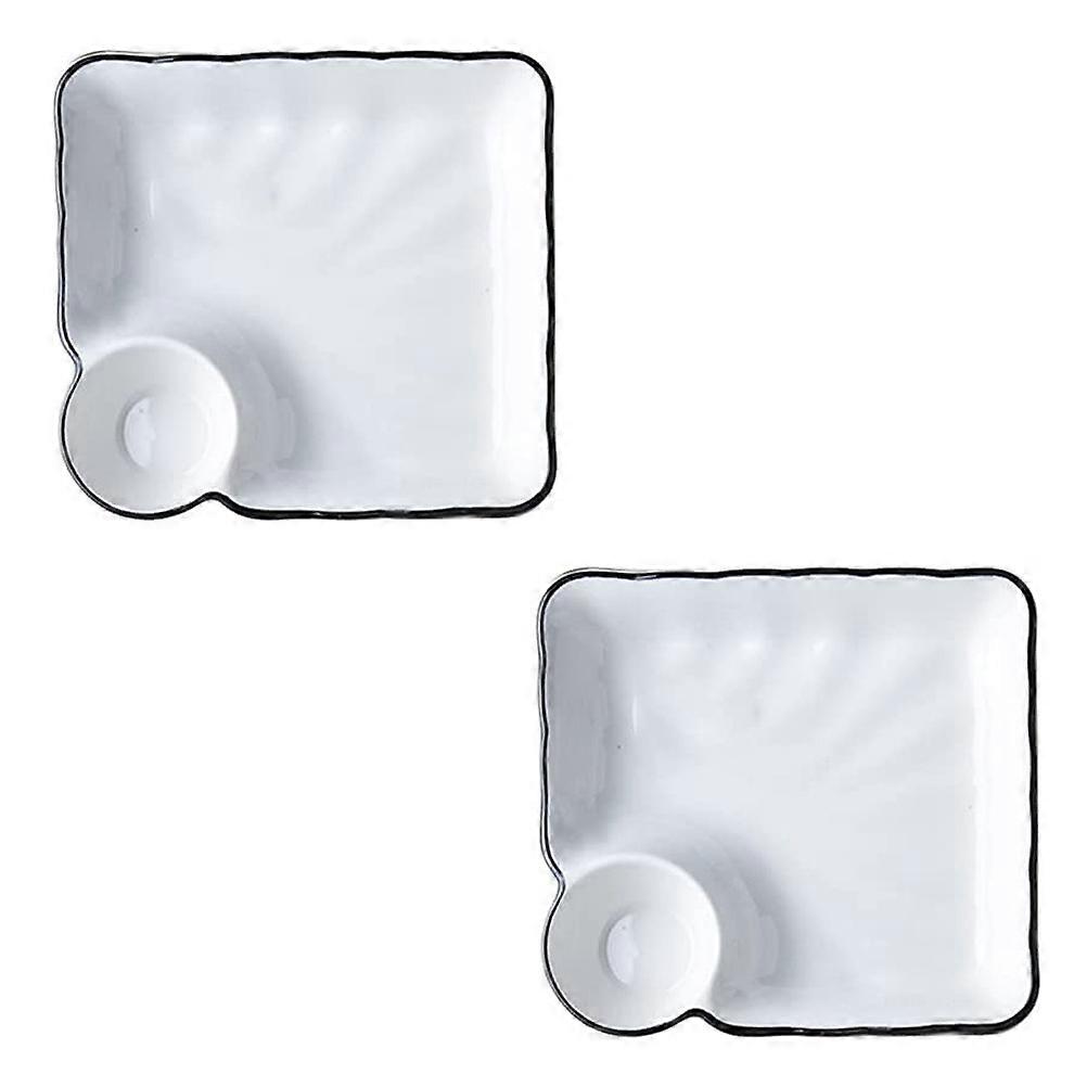 Sushi Plate Dumpling Dish for Serving 4Pcs White Ceramic Dumpling Tray