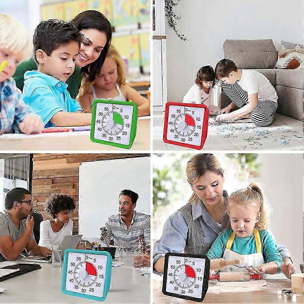 60 Minute Visual Timer for Kids, Visual Countdown Timer for Office Kitchen Pomodoro Timer with Silent Operation Red