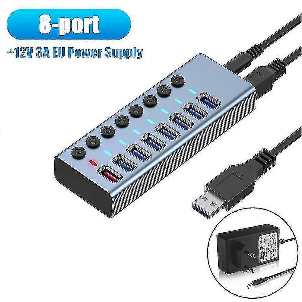 8 ports Usb3.0 Splitter Computer Extender Usb Hub 2.4a -eu Plug
