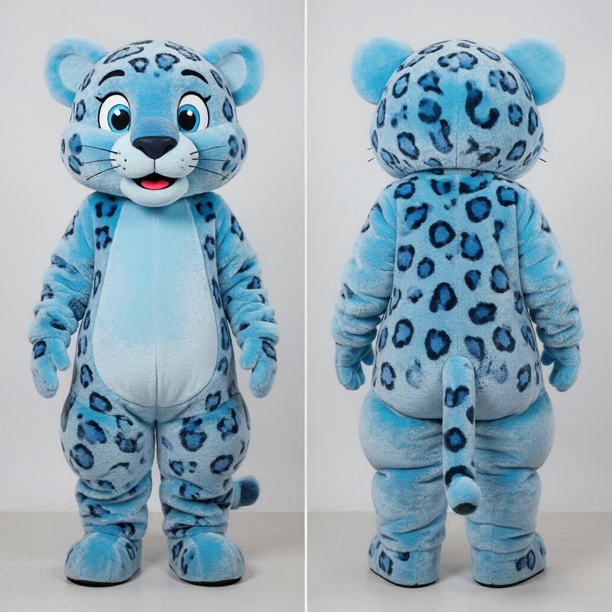 MASTICOT Sky Blue Cartoon Leopard Mascot