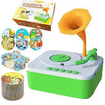 Kids Phonograph Record Player with 96 Learning Cards, Music Box Storyteller and Pop Speakers, Gift for Boys and Girls
