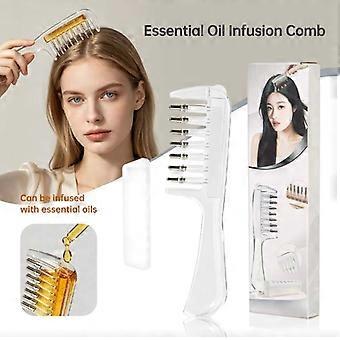 1Pcs Transparent Essential Oil Applicator Massage Comb With Built-In Liquid Reservoir Rolling Metal Teeth For Women