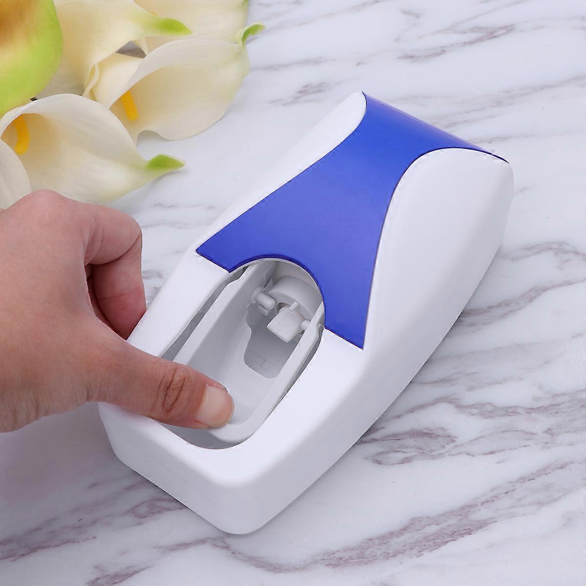 Toothpaste Dispenser Kit with Brush Holder for Toothpaste Squeezing Blue