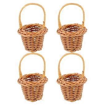 DIY Flower Basket Mini Rattan Tote Basket compatible with Decor 4Pcs Handmade Set