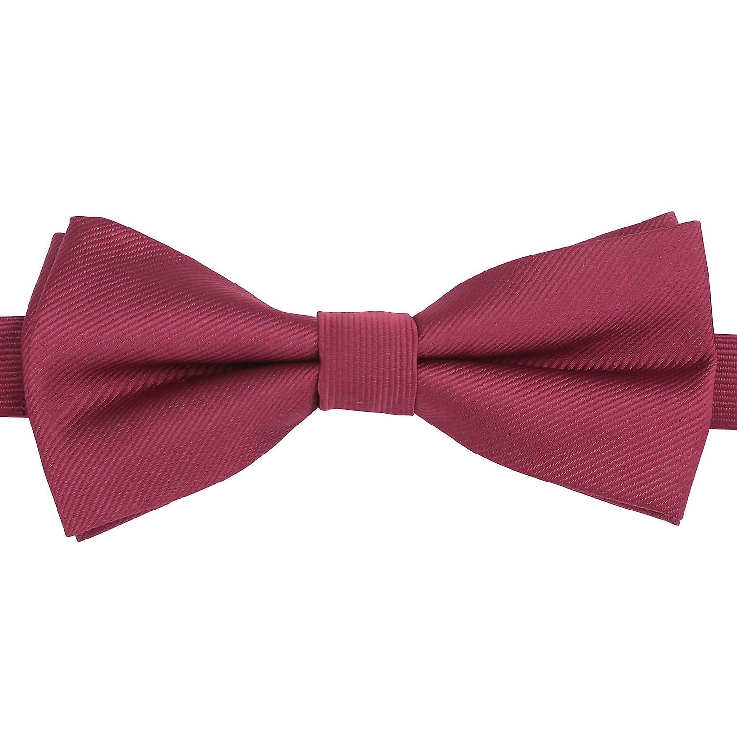 Burgundy Plain Twill Pre-Tied Bow Tie
