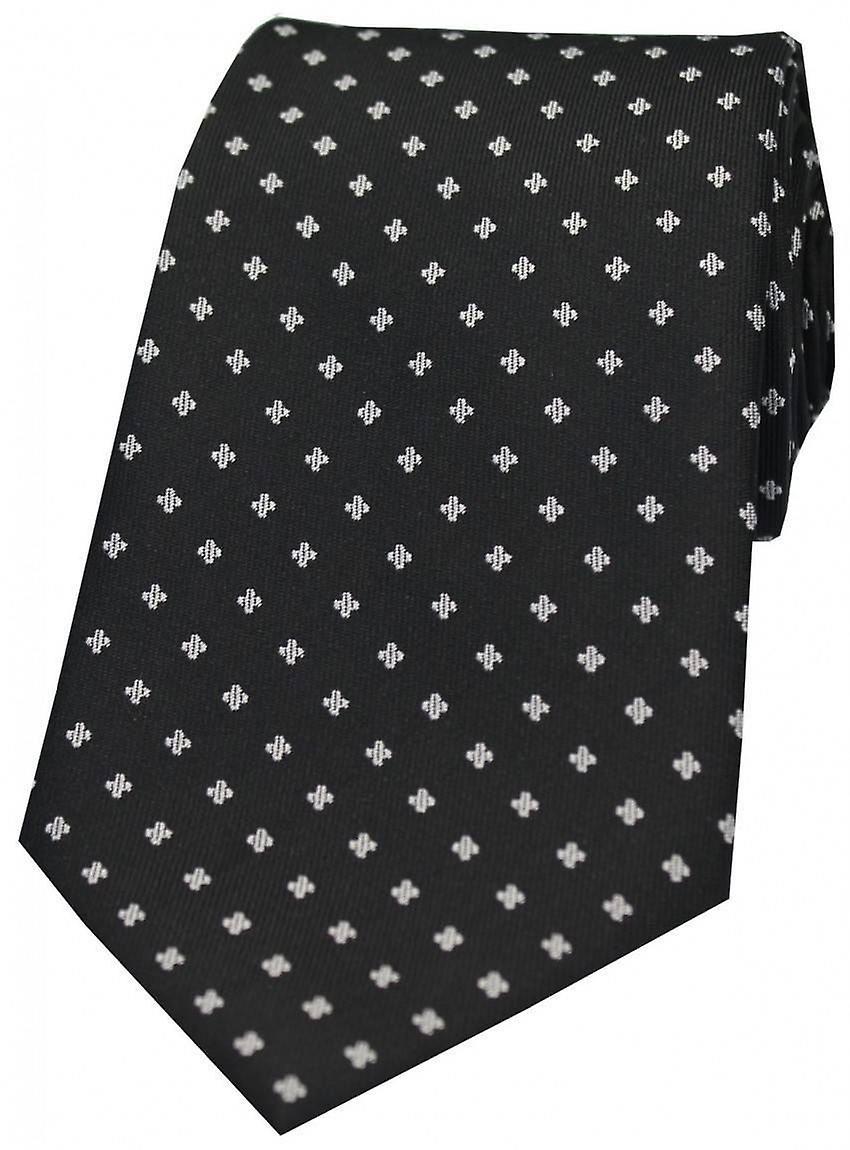 David Van Hagen Small Flowers Polyester Tie - Black