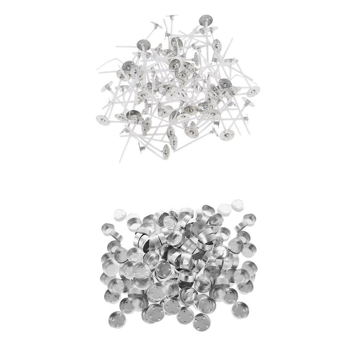200 piezas de aluminio Té Light Case Containers & 200pcs 3.5cm Candle Wick