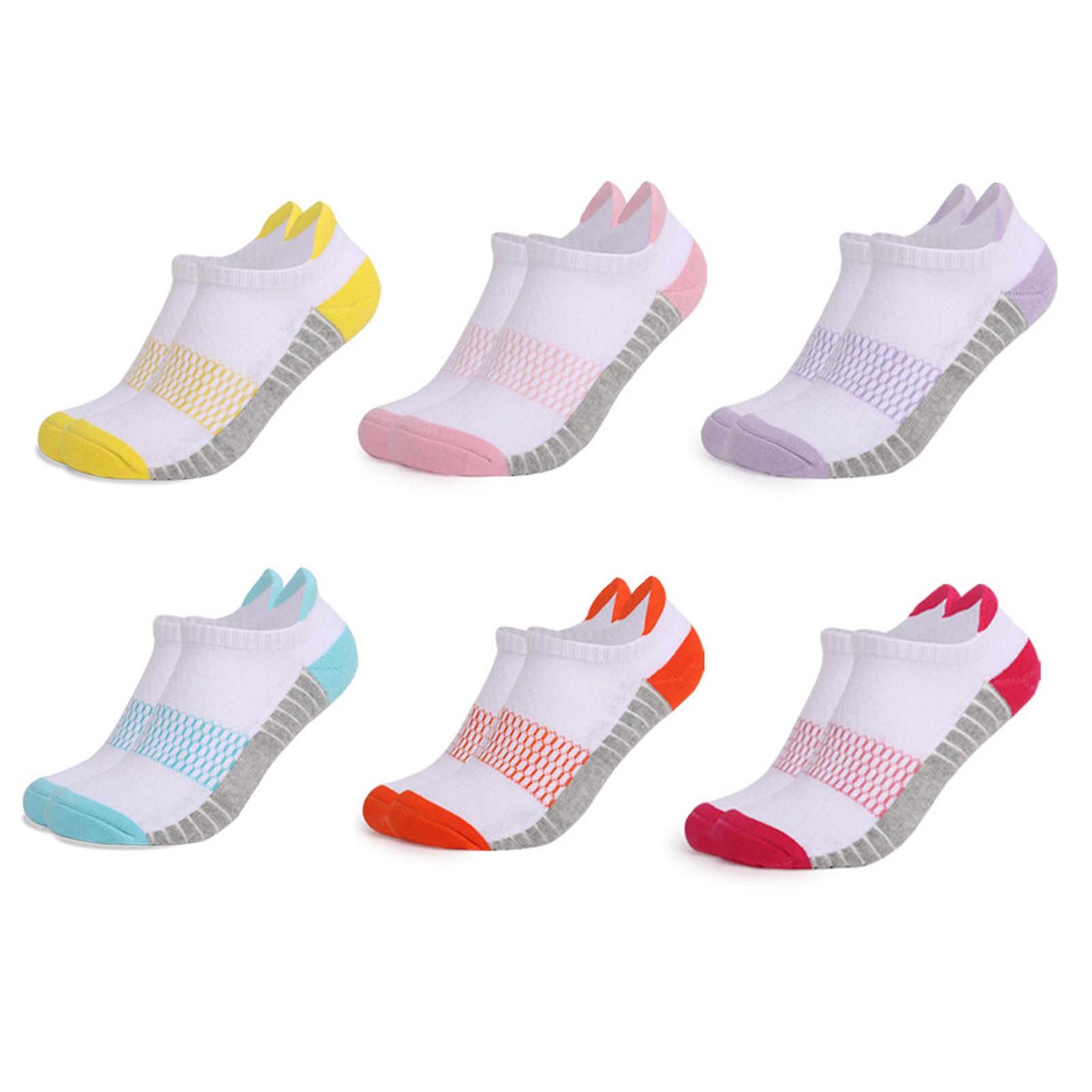 6 Pairs Ankle Running Socks Breathable Elastic Cotton Low Cut Cushioned Tab Socks Compatible Sports City