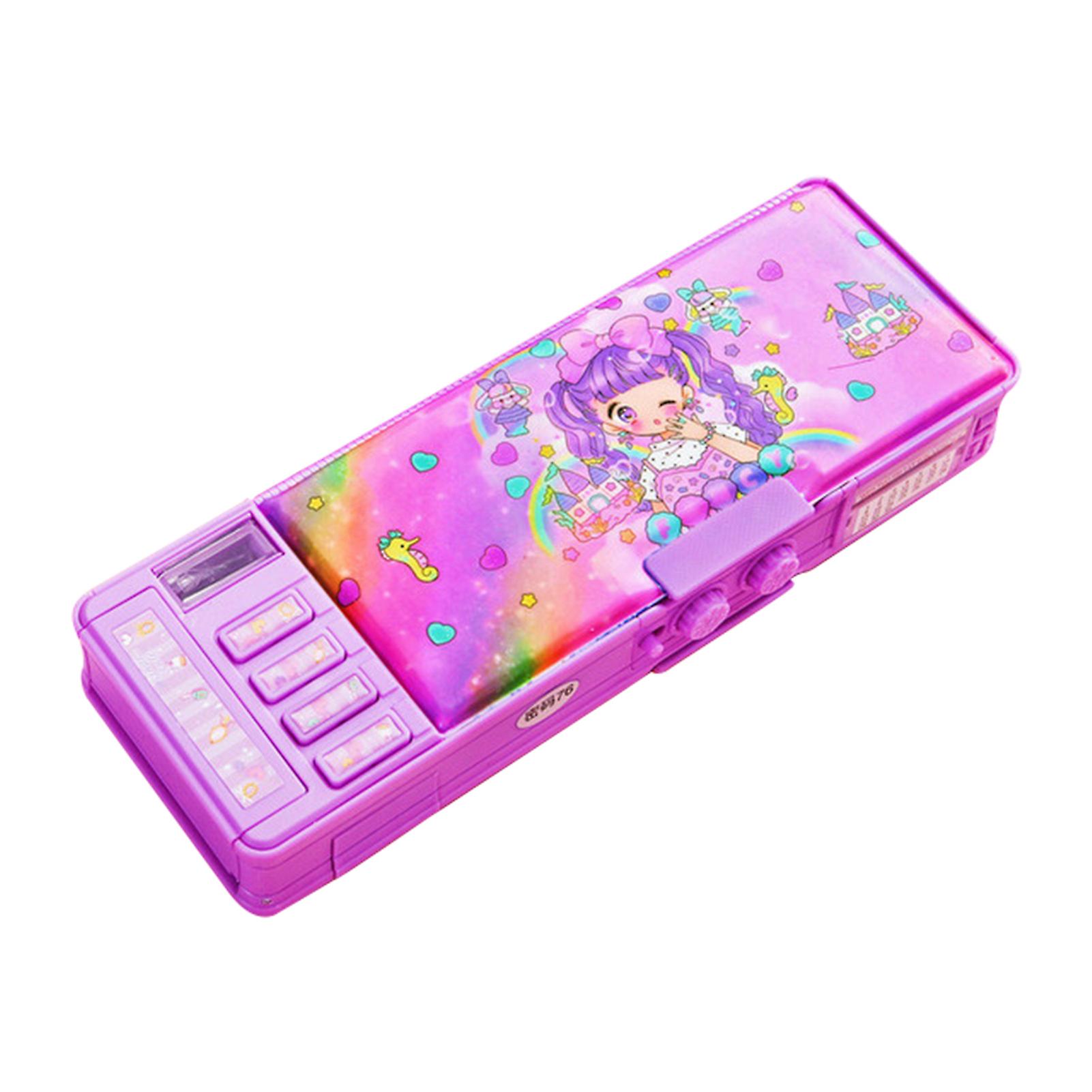 Cartoon Pen Box with Sharpener Password Lock Large Capacity Pencil Box for Kids Children