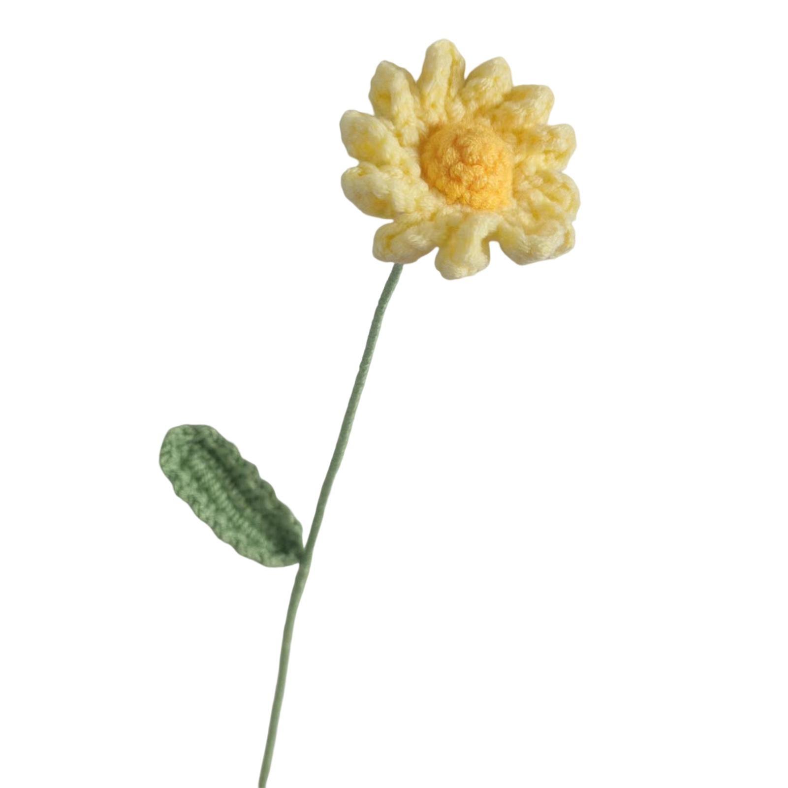 Πλεκτό ψεύτικο λουλούδι χειροποίητο καλύτερο δώρο σπιτικό τελειωμένο χειροποίητο πλεκτό ηλιοτρόπιο τραπέζι διακόσμηση