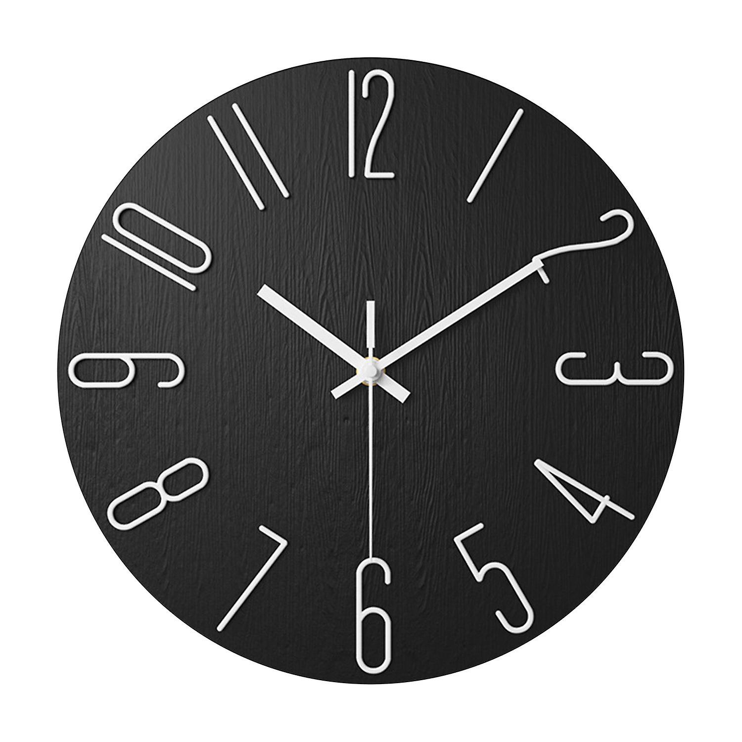 Quartz Clock Mute Ornamental Battery Powered 12 Inch Non Ticking Needles Wall Clock for Office