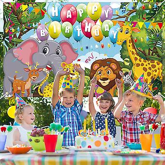 12 Décorations Table Lanternes Anniversaire Happy Birthday Animaux Jungle Safari - Lot De 12