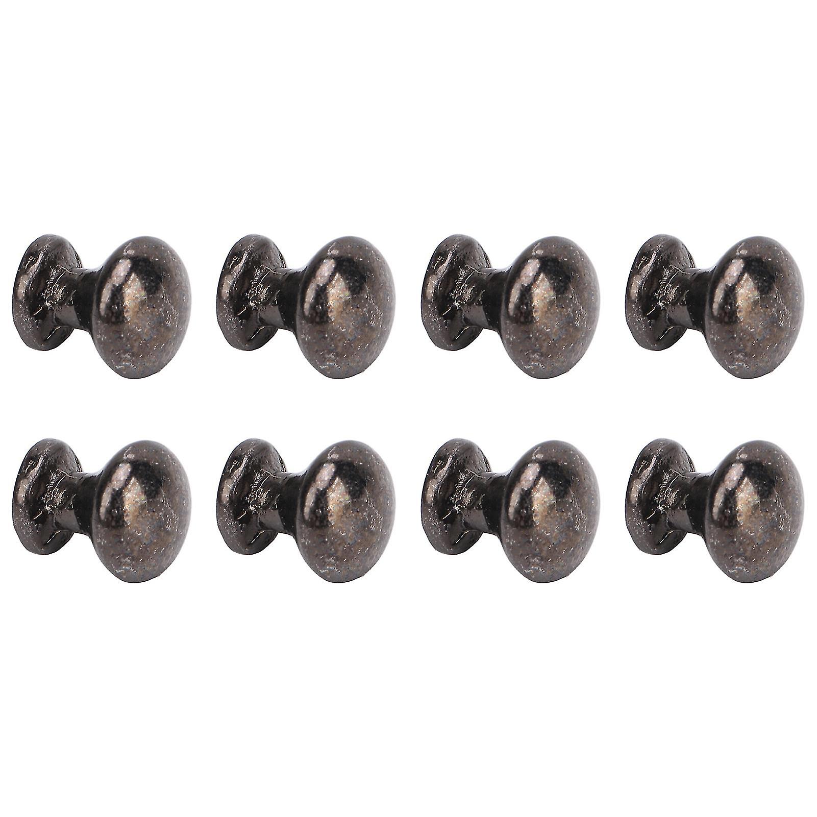 8pcs 1:12 Scale Miniature Round Head Pull Handle Metal Simple Style Dollhouse Door Handle Knobs Black 