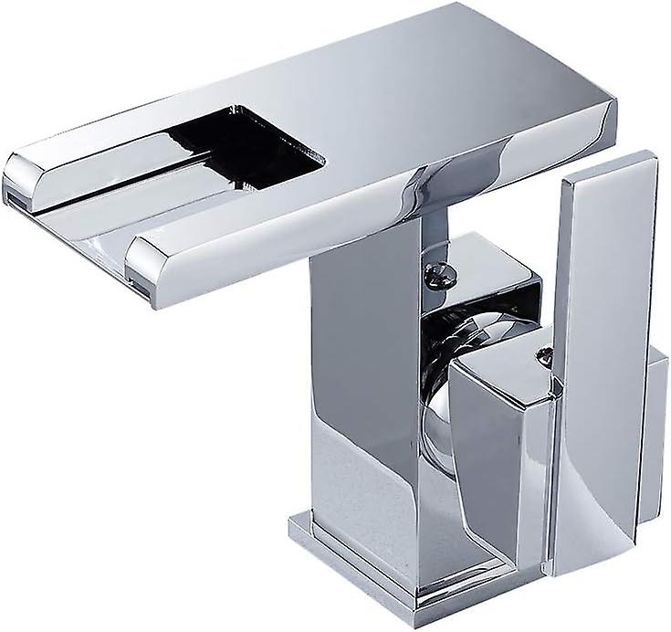 Waterfall Led Bathroom Faucet, Silver