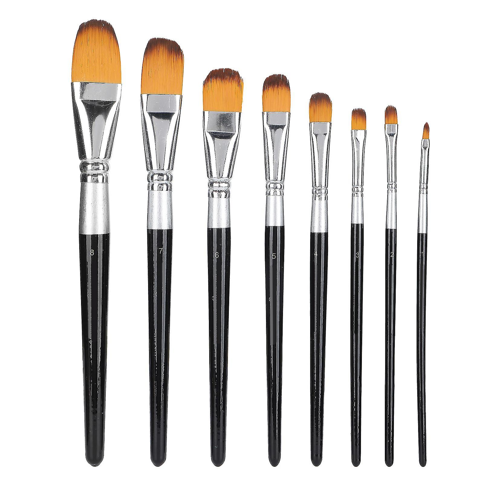 Ensemble de 8 pinceaux d'artiste en nylon pour peinture à l'huile, acrylique et aquarelle