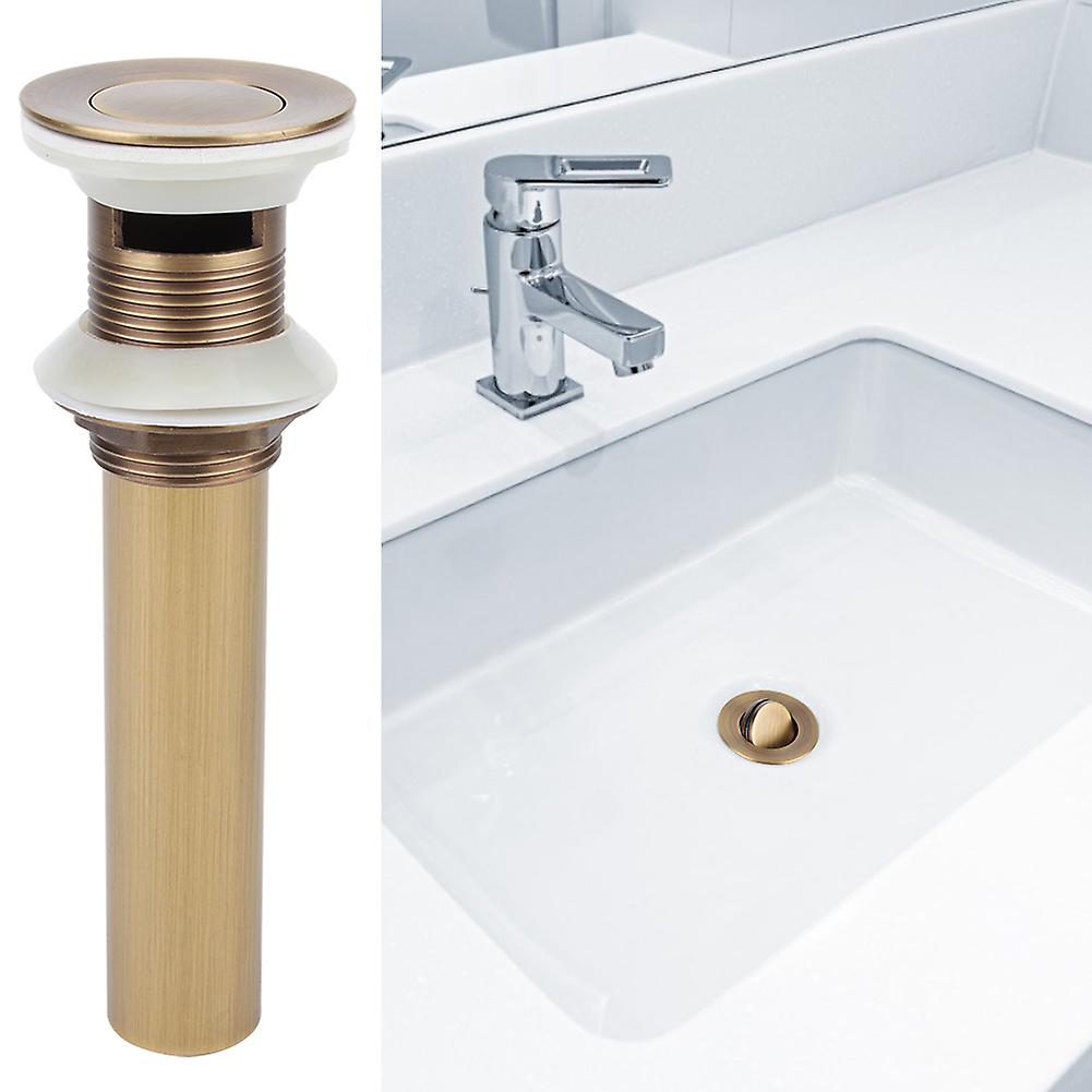 Flap Type Retro Style Brass Basin Drain with Overflow Bathroom Drain Stopper