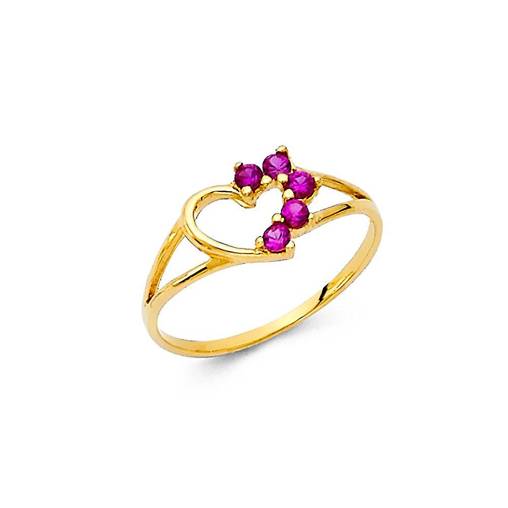 14k Yellow Gold Cubic Zirconia Ring Size 3 Band Style-Ring - .6 Grams