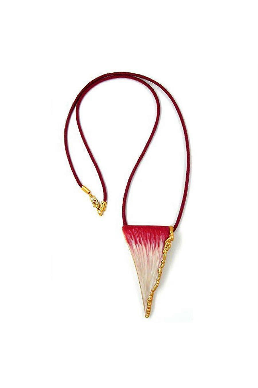 Necklace Triangle Red-beige Enameled 60cm - Gl00439