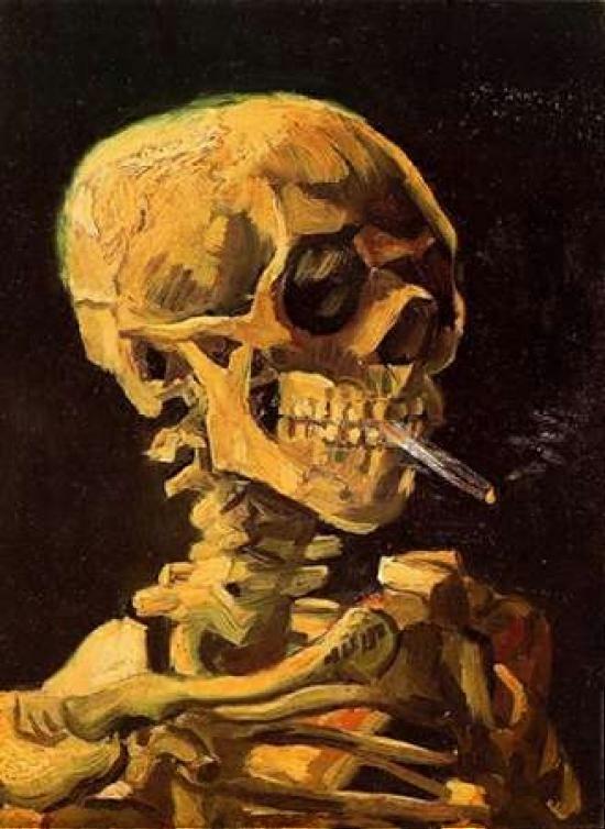 Skull With Burning Cigarette Poster