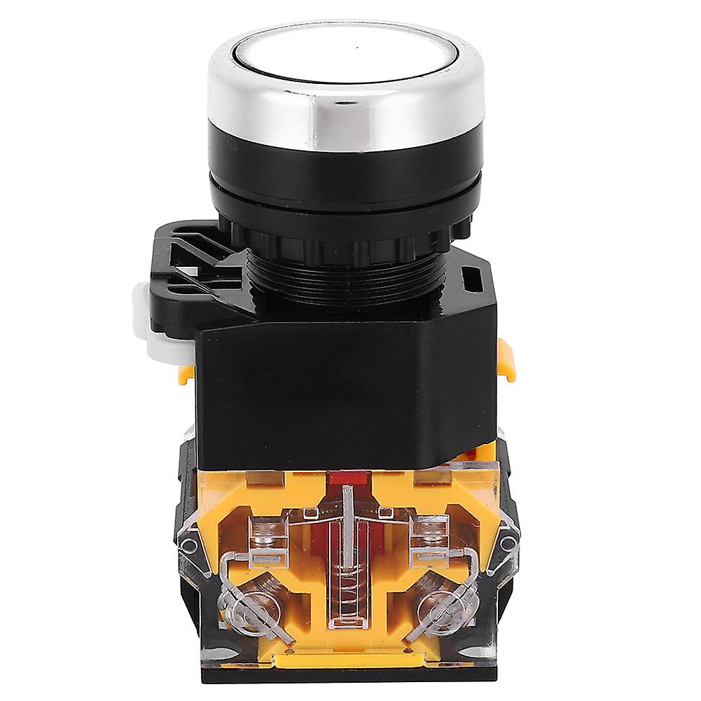 5pcs 22mm 37V-440V Push Button Switch Self Locking Button Switch without Light(White )