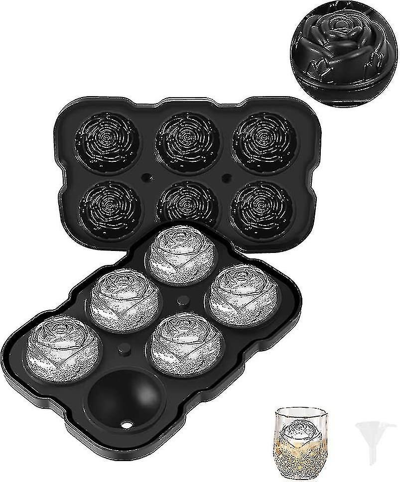 Silicone Ice Cube Tray - Ice Cube Tray With Lid, Rose Shape Ice Cube Mold - Large Ice Cube Tray For 